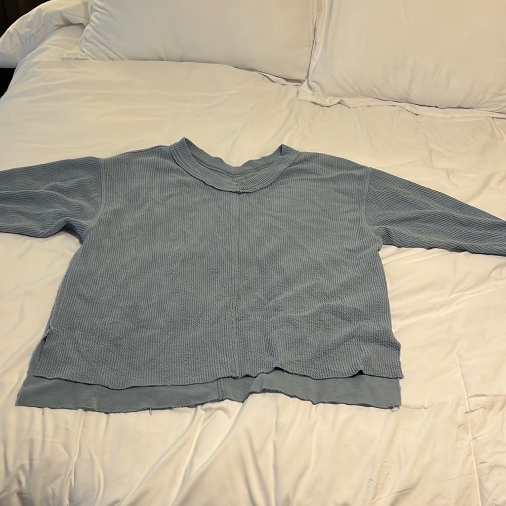 Aerie Ribbed Oversized Size Slit Pullover with V Neck
